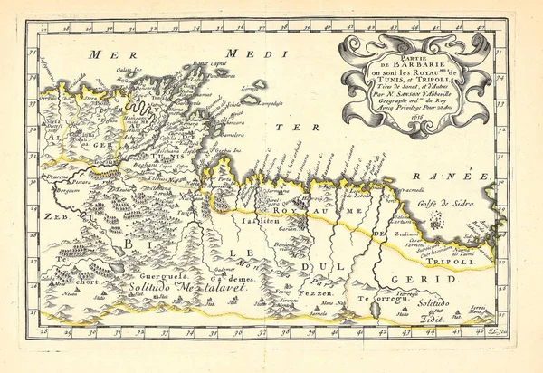 Velho Mapa Ilustração Gravura — Fotografia de Stock