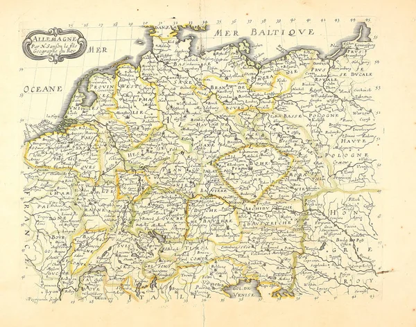 Velho Mapa Ilustração Gravura — Fotografia de Stock