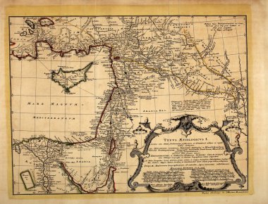 Eski harita. Gravür illüstrasyon.