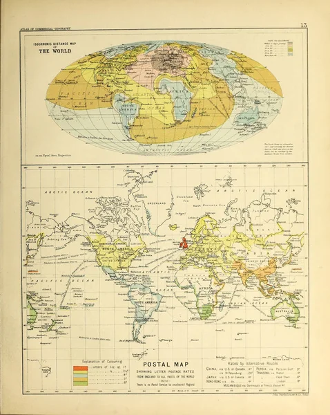 Atlas Geografia Comercial Imagem Antiga — Fotografia de Stock