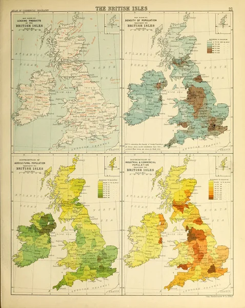 Atlas Geografia Comercial Imagem Antiga — Fotografia de Stock