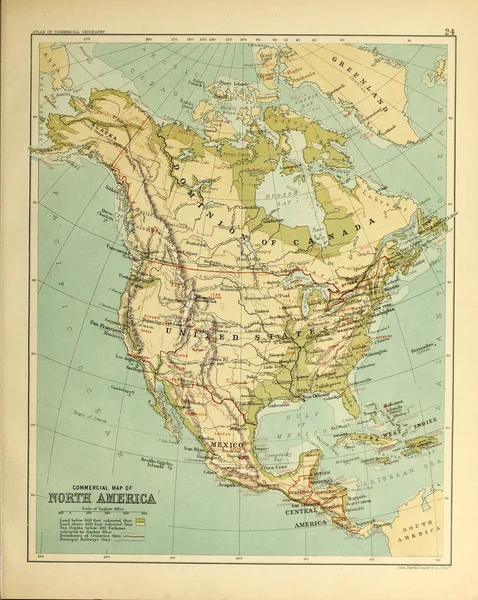 Atlas Komerčních Geografie Starý Obrázek — Stock fotografie