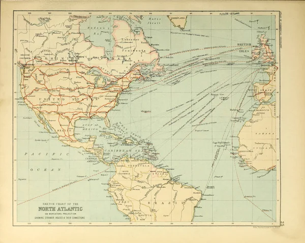 Atlas Geografia Comercial Imagem Antiga — Fotografia de Stock