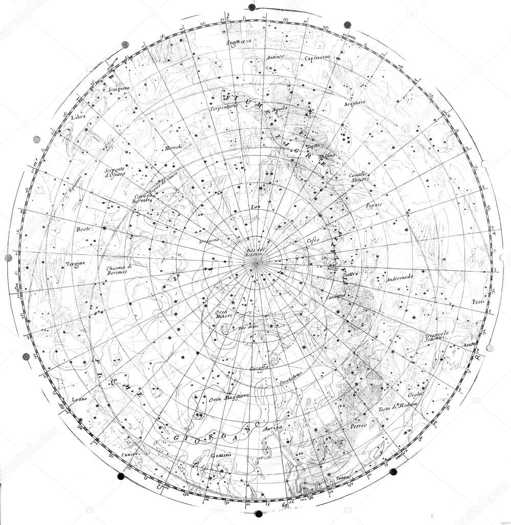 Astronomy theme. Illustration of engraving.