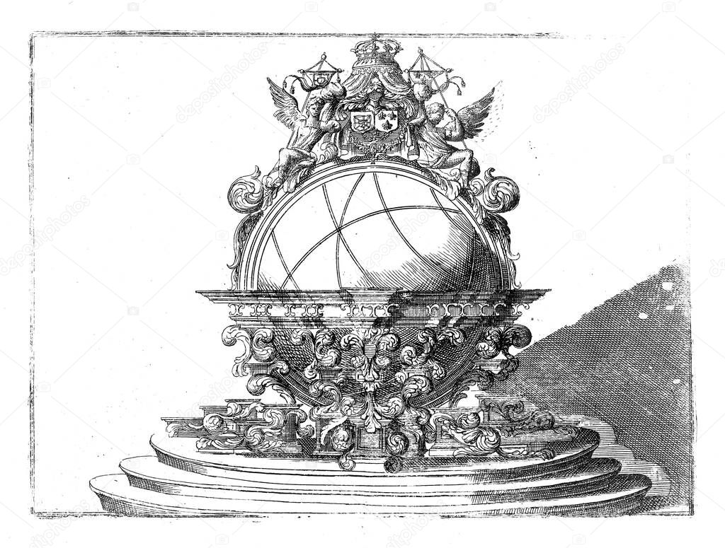 Astronomy theme. Illustration of engraving.