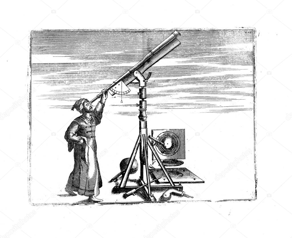 Astronomy theme. Illustration of engraving.