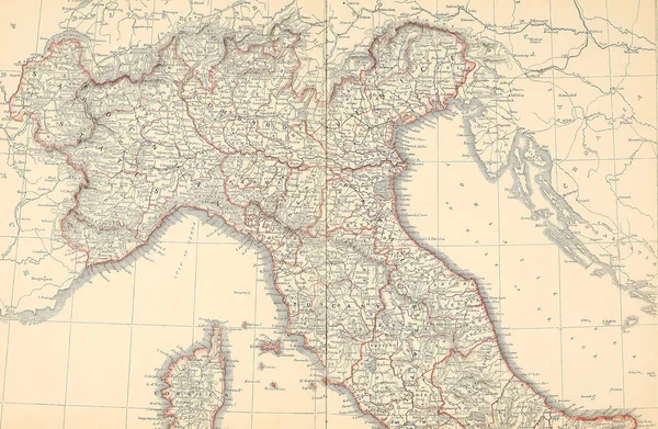 Stará Mapa Vyrytý Obraz — Stock fotografie