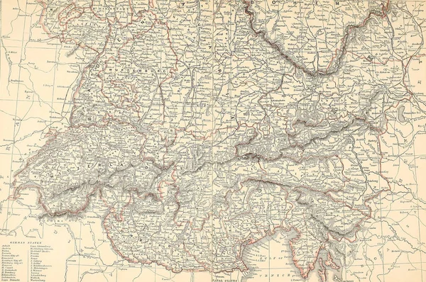 Régi Térkép Engravin Kép — Stock Fotó