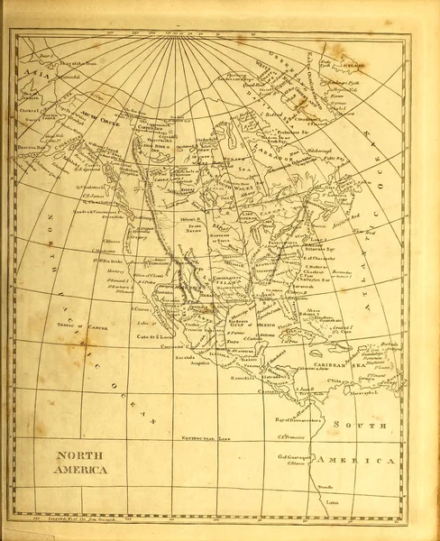 Mapa Antigo Imagem Gravura — Fotografia de Stock