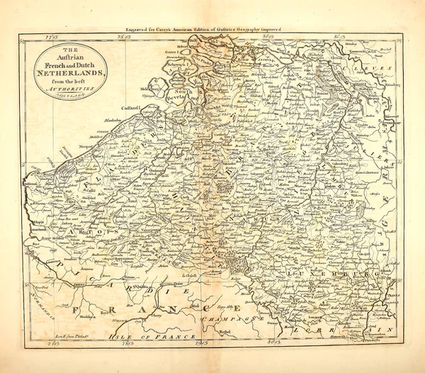 Mapa Antigo Imagem Gravura — Fotografia de Stock