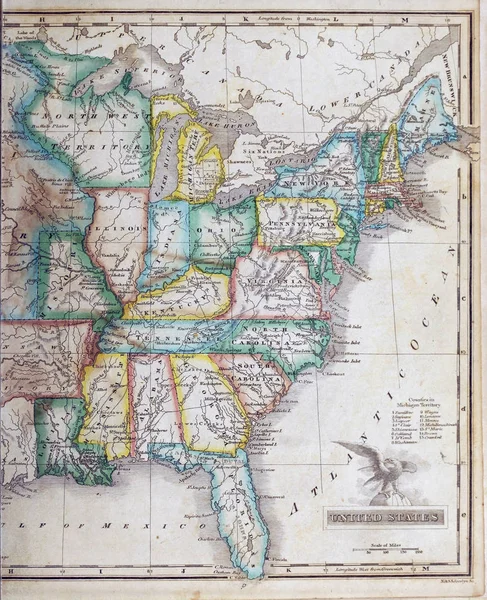 Vecchio Stato Americano Mappa — Foto Stock
