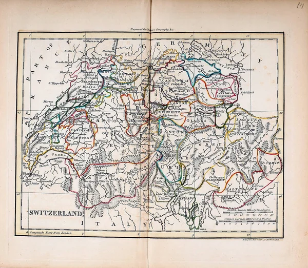 Mapa Antigo Imagem Gravura — Fotografia de Stock