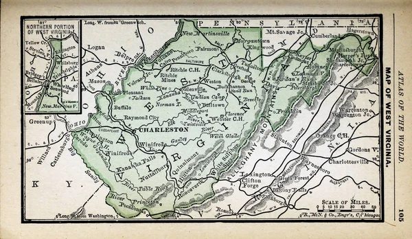 Vecchio Stato Americano Mappa — Foto Stock