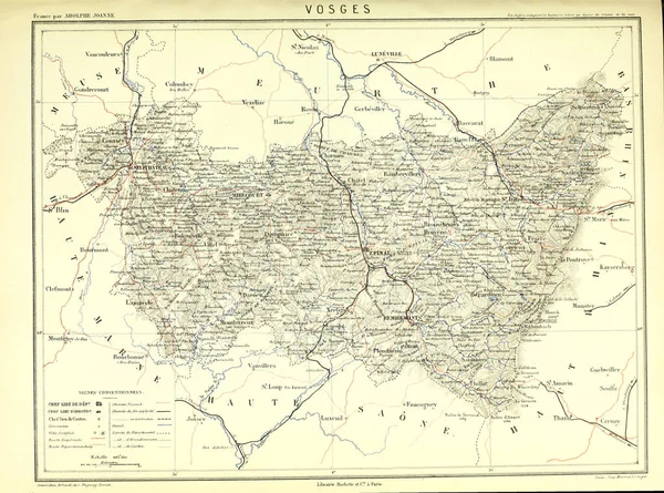 Guerra Franco Prussiana Velho Mapa Imagem Gravada — Fotografia de Stock