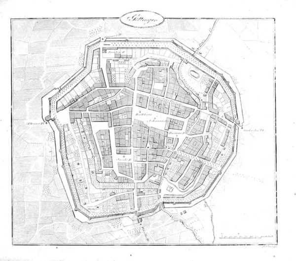 Niemiecka Mapa Vintage Ilustracja Grawerowania — Zdjęcie stockowe