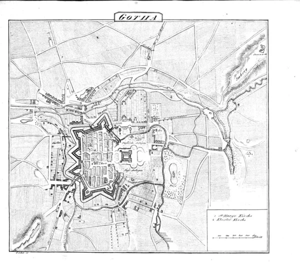 Německá Roční Mapa Ryté Ilustrace — Stock fotografie