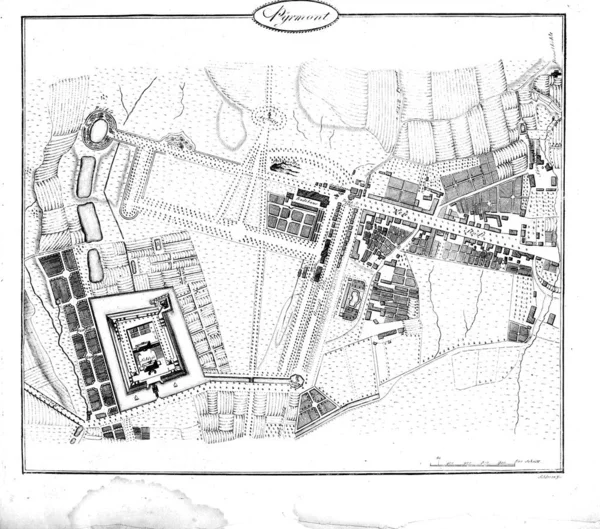 Mapa Vintage Alemão Ilustração Gravura — Fotografia de Stock