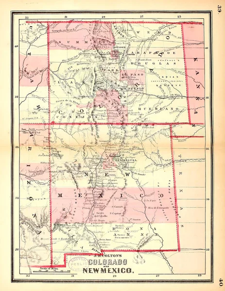 Starý Americký Stát Mapu — Stock fotografie