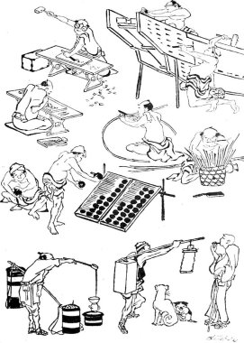 Japonya sanatı. Retro illüstrasyon