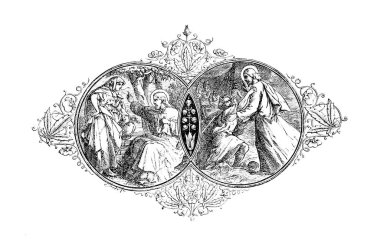 Hıristiyan illüstrasyon. Eski görüntü