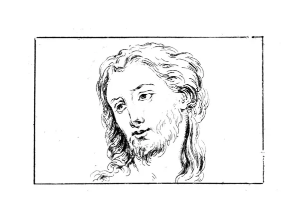 Tvář Ježíše Krista Stará Ilustrace — Stock fotografie