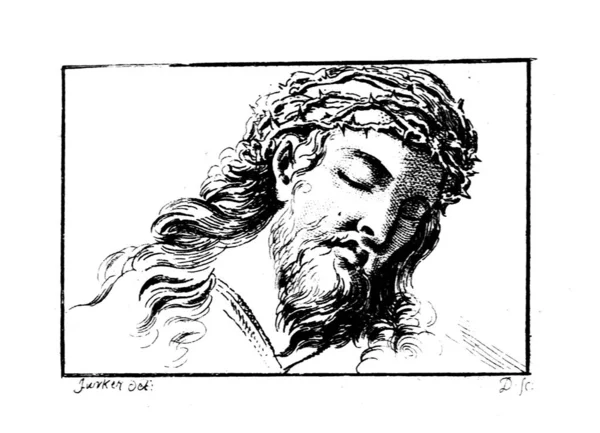 Jezus Christus Gezicht Oude Illustratie — Stockfoto