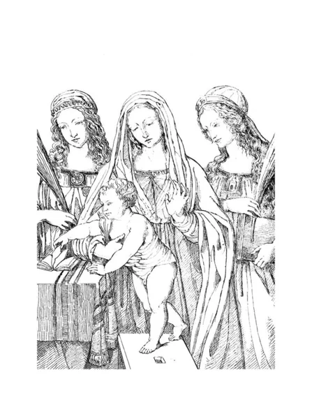 Vierge Marie Vieille Illustration — Photo