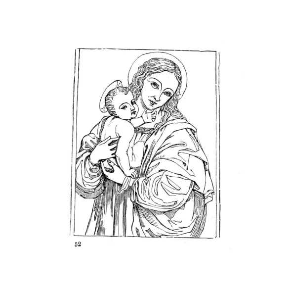 Vergine Maria Vecchia Illustrazione — Foto Stock