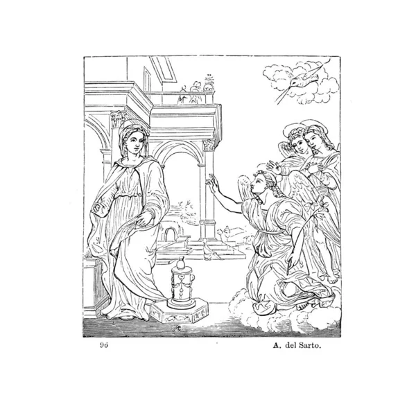 Marii Panny Stara Ilustracja — Zdjęcie stockowe