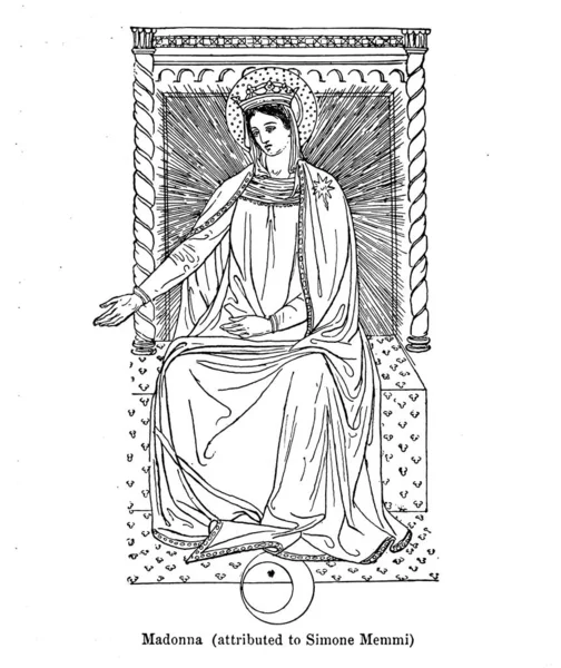 Virgem Maria Ilustração Antiga — Fotografia de Stock