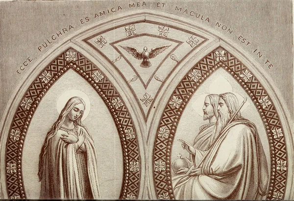圣母玛利亚旧插图 — 图库照片