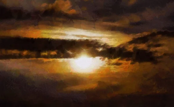 Illustration Abstraite Ciel Coucher Soleil Soir — Photo