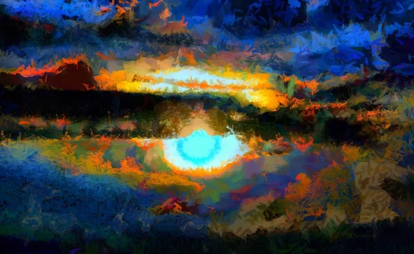 Abstrakcyjna Ilustracja Nieba Wieczór Zachód Słońca — Zdjęcie stockowe