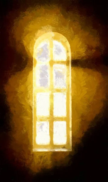 Mysterious Window Painted Abstract Illustration — Stock Photo, Image