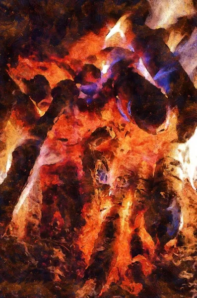 Painted Wild Fire Illustration Texture Background — Stock Photo, Image