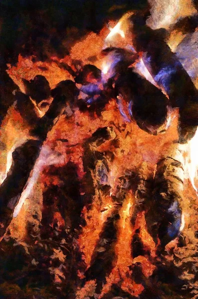 Malowane Dzikie Ogień Ilustracji Tło Tekstury — Zdjęcie stockowe