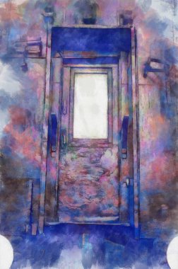 Gizemli siyah kapı. İllüstrasyon sanatı