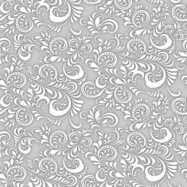 gri tonlama dikişsiz doku stilize çiçek süs kıvırmak spiral