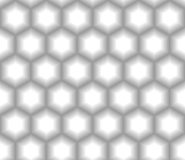 Volumetrisk, tredimensionell gråskala sömlös textur Honeycomb bakgrund Hexagon — Stock vektor