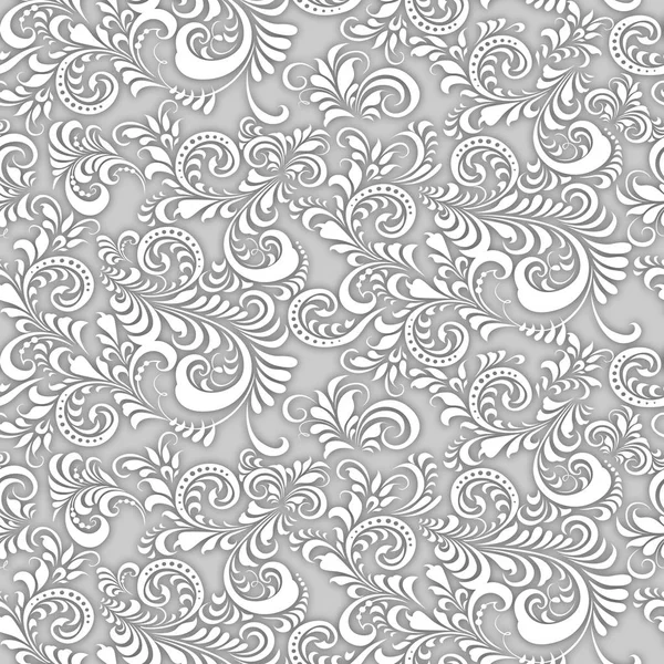 Grayscale seamless texture stylized floral ornament curl spiral — Stock Vector
