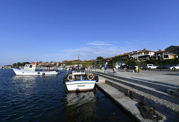 Nessebar Den Gamla Staden Med Kullerstensgator Ligger Udden — Stockfoto