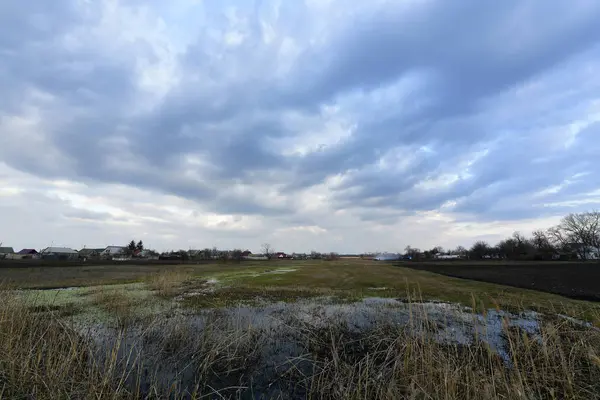 Venkovská Krajina Začátku Jara Obec Korolevka Okres Novomoskovsk Ukrajině — Stock fotografie