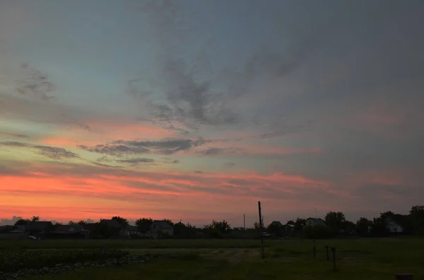 Sonnenuntergang Auf Dem Land Korolevka Dorf Nikolaevsky Dorfrat Novomoskovsk Bezirk — Stockfoto