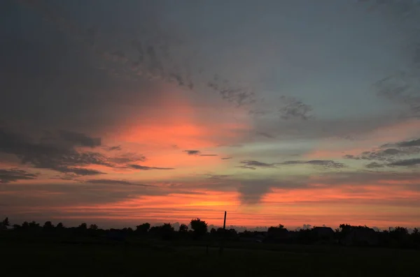 Zonsondergang Het Platteland Korolevka Village Nikolaevsky Village Council Novomoskovsk District — Stockfoto