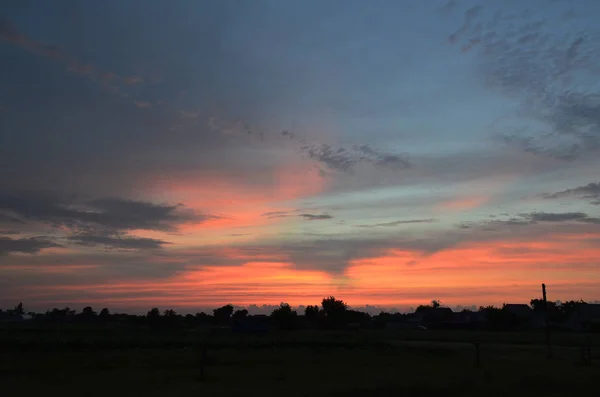 Sonnenuntergang Auf Dem Land Korolevka Dorf Nikolaevsky Dorfrat Novomoskovsk Bezirk — Stockfoto