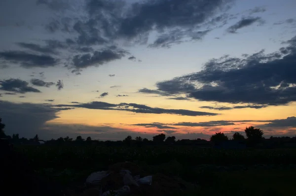 Zonsondergang Het Platteland Korolevka Village Nikolaevsky Village Council Novomoskovsk District — Stockfoto