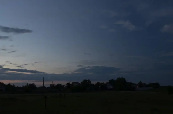 Pôr Sol Campo Korolevka Aldeia Conselho Aldeia Nikolaevsky Distrito Novomoskovsk — Fotografia de Stock