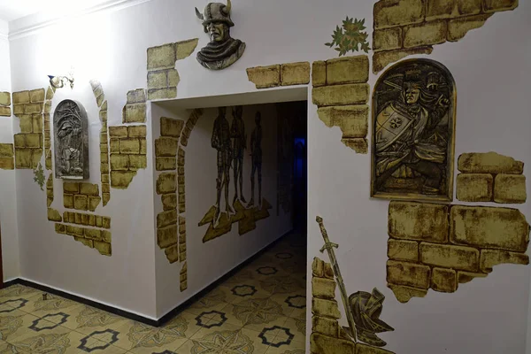 Hotel Venice Castle Kurorcie Wypoczynkowym Berdiańsku 2019 Wnętrze Stylu Średniowiecznego — Zdjęcie stockowe