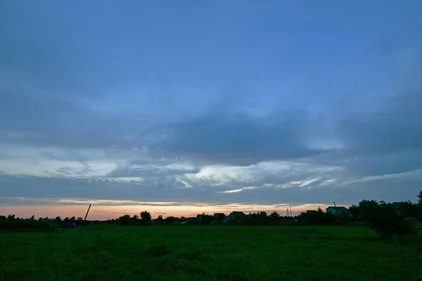 Prachtige Zonsondergang Het Platteland Korolevka Het Dorp — Stockfoto