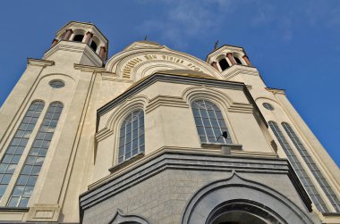 Yekaterinburg, Rusya 23.02.2012. Kan Üzerine Kilise, Yekaterinburg şehrinde inşa edilen ve son Rus imparatoru II. Nicholas ve ailesinin vurulduğu bir Ortodoks kilisesidir..